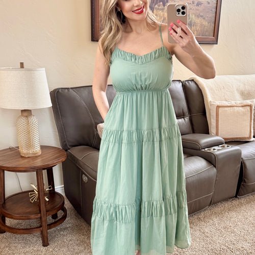 Tiered Spring Green Dress