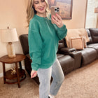 Luxe Corded Crewneck in Teal