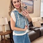 Denim Vest with Detachable Hood