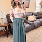 Summer Orange Floral Sheer Top