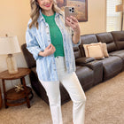 Short Sleeve Crochet Sweater In Emerald