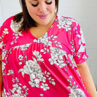 Fuchsia Floral V Neck Dolman Top