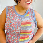 Coral & Denim Stripe Floral Print Tank Top