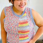 Coral & Denim Stripe Floral Print Tank Top
