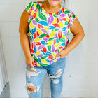 Feeling Playful Lavender & Yellow Floral Print Flutter Sleeve Top