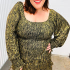 Dazzling Black Gold Foiled Smocked Fit & Flare Dress