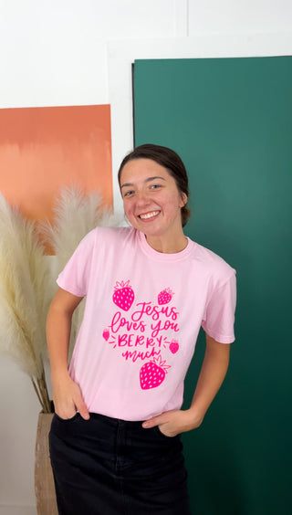 Jesus loves you berry much | ADULT tee