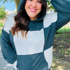 Hunter Green Color Block Outseam Stitch Terry Knit Hoodie