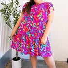 You Got This Purple Abstract Floral Print Tiered Ruffle Sleeve Dress