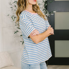 I Think I'm in Love Round Neck Loose Tee in Blue and Pink