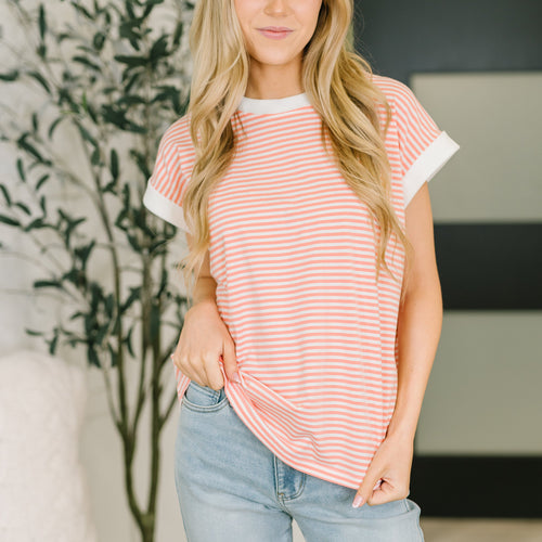I Wouldn't Mind Short Sleeve Top in Coral