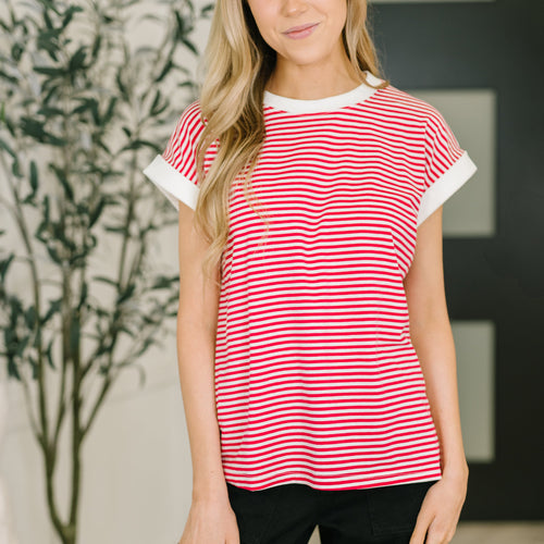 I Wouldn't Mind Short Sleeve Top in Ruby
