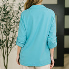 I'm Really That Gal Open Front Blazer in Aqua