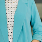 I'm Really That Gal Open Front Blazer in Aqua