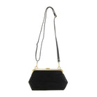 Joy Susan Velvet Vivie Frame Lock Convertible Crossbody/Wristlet in Black