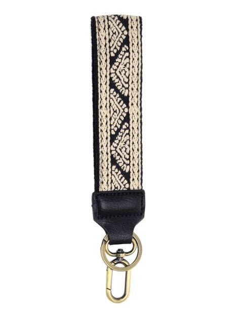 Joy Susan Easy Find Wristlet Keychain in Black Geo Pyramid