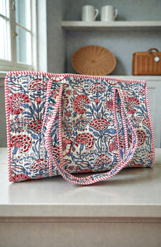 SC - Millie Blue and Pink Floral Tote Bag