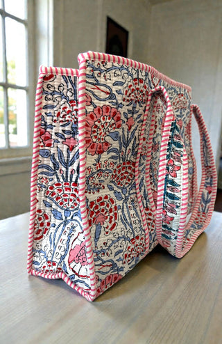 SC - Millie Blue and Pink Floral Tote Bag