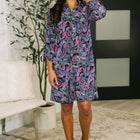Inspire Collared Dress in Black and Cool Paisley