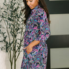 Inspire Collared Dress in Black and Cool Paisley