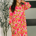 Inspire Collared Dress in Pink Blossom
