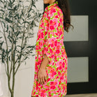 Inspire Collared Dress in Pink Blossom