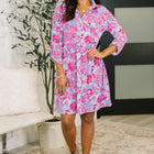 Inspire Collared Dress in Pink Paisley