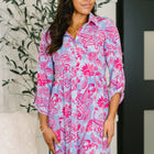 Inspire Collared Dress in Pink Paisley