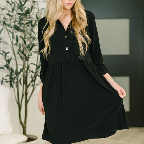 Inspire Collared Neck Dress in Black