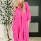Inspire Collared Neck Dress in Runway Pink