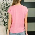 It Starts Here Basic Rolled Sleeve Tee in H Fuchsia