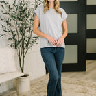 It Starts Here Basic Rolled Sleeve Tee in H Grey