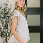 It Starts Here Basic Rolled Sleeve Tee in H Grey