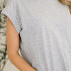 It Starts Here Basic Rolled Sleeve Tee in H Grey