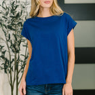 It Starts Here Basic Rolled Sleeve Tee in Lt Navy
