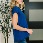 It Starts Here Basic Rolled Sleeve Tee in Lt Navy