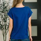 It Starts Here Basic Rolled Sleeve Tee in Lt Navy