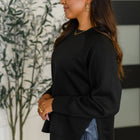 It's The Little Things Relaxed Scuba Pullover in Black
