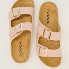 Jete Nubuck Double Buckle Slides in Blush