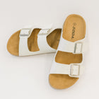 Jete Double Buckle Slides in White