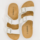 Jete Double Buckle Slides in White