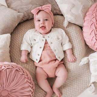 Ivory Cropped Denim Jacket - Infant