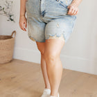 Cindy High Rise Mineral Wash Distressed Boyfriend Shorts