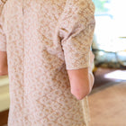 Kelsi Jacquard Puff Sleeve Top In Tan