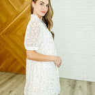Lace to the Party High Neck Dress in Ivory Multi