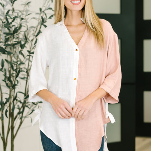 Like You Do Dual Toned Button Down