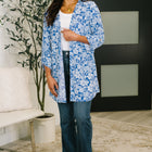 Lizzy Cardigan in Blue and White Floral