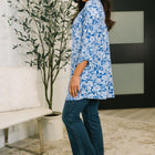 Lizzy Cardigan in Blue and White Floral