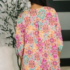 Lizzy Cardigan in Pink and Orange Floral Abstract