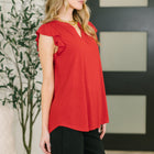 Lizzy Flutter Sleeve V-Neck Blouse in Red